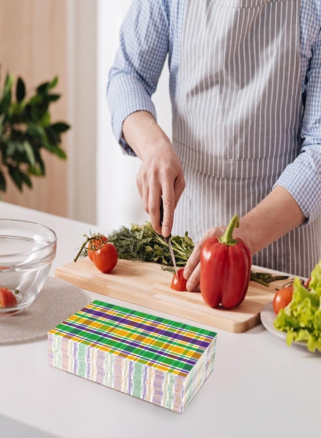 JarThenaAMCS مناديل ضيوف ماردي غرا من جارثينا إيه إم سي إس، 100 ورقة، مناديل ورقية ملونة بنقشة مربعات، للاستخدام مرة واحدة، مناديل ورقية مزخرفة بنقشة مربعات، مناسبة للحمامات ومستلزمات الحفلات وتزيين الطاولات، مقاس 4.3 × 7.8 بوصة - Image 5